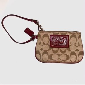 SOLD Coach - Signature Monogram Poppy Wristlet